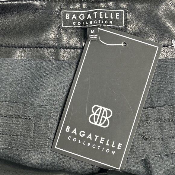 Bagatelle Women's Size M NWT Vegan Leather Cropped Flare Pants Black 81500 - Picture 4 of 8